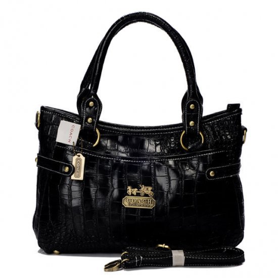 Coach In Embossed Medium Black Satchels BIW Coach In Embossed Medium Black Satchels BIW